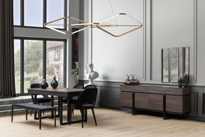 Line Eettafel, Walnoot en Zwart