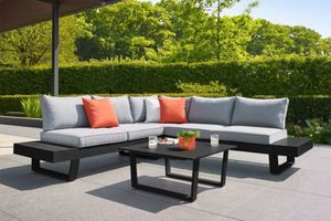 Zenio Lyra Outdoor Corner Sofa Set, Black
