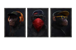 Drei Affen Bilder-Set, 3 Tlg