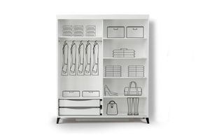 Huga Sliding Wardrobe 150 cm Cabinet, White (High Gloss)