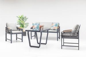 Antracitový zahradní set lavice a 2 židlí Vieno Home Garden Mykonos