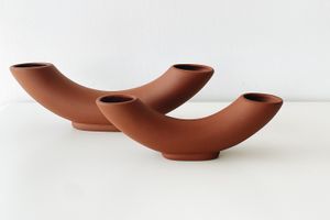 Horn Ceramic Vase Set, Red
