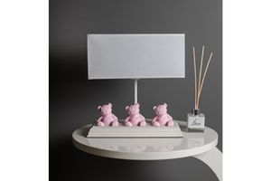 Misto Home Table Lamp Three Bears, Pink