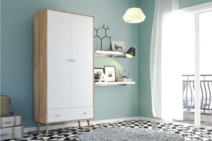 Elegant Kleiderschrank mit 2 Türen und Schublade