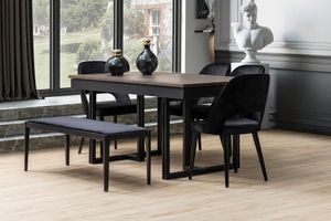 Line Extendable Dining Table, Dark Wood