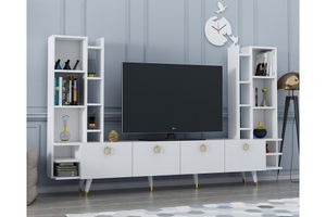 Mia Gold TV Unit, 223 cm, White
