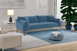 Leo Three Seater Sofa, Blue