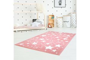 Piave Star Print Children's Rug, Pink