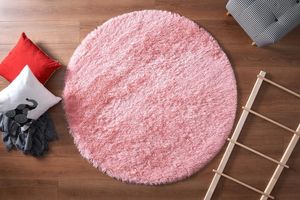 Markaev Rabbit Fur Round Rug 70 x 300 cm, Pink