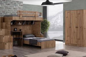 Viva Bunk Bed Set, 90 x 190 cm, Walnut