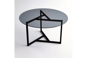 Černý konferenční stolek s deskou z kouřového skla Neostyle Trio
