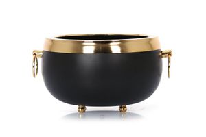 Orchid Pot with Handle, Black & Gold