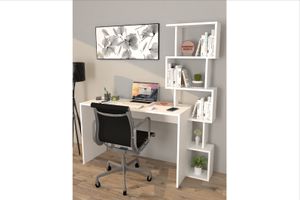 Praktischer Schreibtisch mit Bücherregal, Weiß