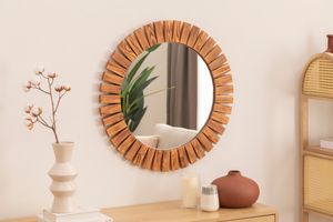 Dekorativní kulaté nástěnné zrcadlo DFN Wood