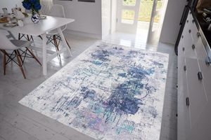 Funk Patterned Rug, 210 x 310 cm, Blue