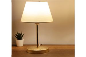 Stolní lampa s látkovým stínítkem a zlatým tělem Homing Lara