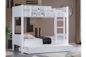 Asia Bunk Bed with Trundle, 90 x 190 cm, White