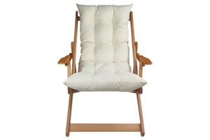 Jesse Folding Lounge Outdoor Chair & Footstool, Cream