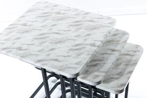 Mono C Bijzettafel, 3 Dlg, Antraciet, Wit Marmer