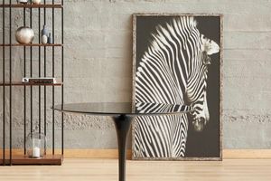 Zebra Bild mit Rahmen, 90x150 cm