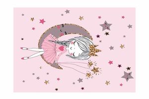 Rug Princess Print Children's Rug, 130 x 180 cm, Pink