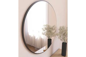 Černé dekorativní kulaté nástěnné zrcadlo Mone