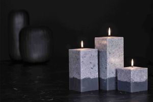 Stone Collection Sky Blue Candle, Medium, Grey