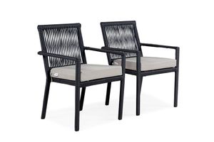 Leros 2 Piece Outdoor Dining Chair Set, Grey