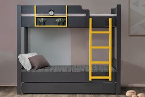 Asien Stapelbed met Onderbed, 90x190 cm, Antraciet en Geel