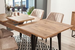 Quantum 6-8 Seat Extendable Dining Table, Light Wood & Black