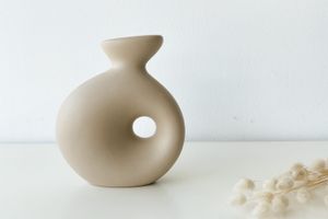 Delta Ceramic Vase, Beige