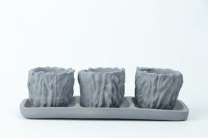 Plate Design 4 Piece Plant Pot, Grey
