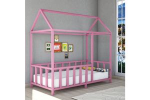My Home Natural Wood Pink Children's Montessori Bed Frame