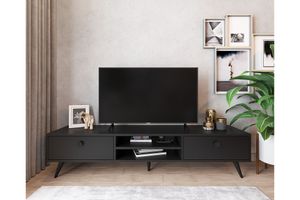 Robin Home Aria TV-Lowboard mit Holzbeinen, 175 cm, Schwarz