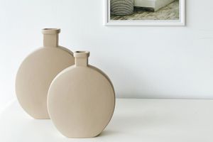Double Matery Ceramic Vase Set, Beige
