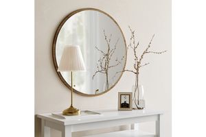 Ořechové dekorativní kulaté zrcadlo Neostyle