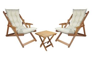Kolyn Folding Lounge Outdoor Chair Set with Armrest, Cream