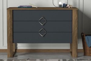 Boomerang Chest of Drawers, Anthracite & Walnut