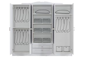 Country West Kledingkast met 6 Deuren, Wit