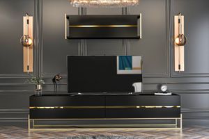 Givayo Lyones TV-Möbel, 180 cm, Schwarz & Gold