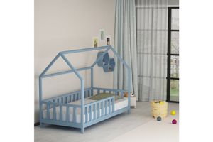 My Little Home Natural Wood Children's Montessori Bed Frame, Blue