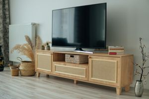 Jute Scandinavisch Jute Tv-Meubel met Stoffen Hoes, 180 cm