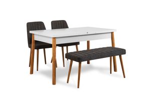 Stormi Uitschuifbare Keukentafel, Wit & Pijnboom