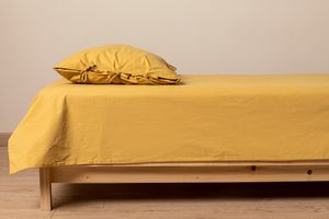 Cozy Washed Cotton Duvet Cover Set, Single Size, Mustard