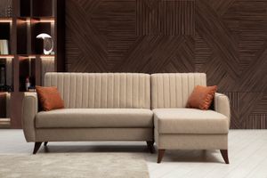 Alcoon Hoekbank met Slaapfunctie, Beige