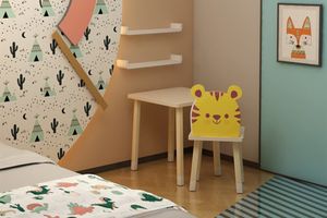 Tiger Design Children's Desk, 50 cm, White &Light Wood