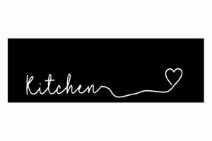 Kitchen Line Heart Pattern Rug, Black
