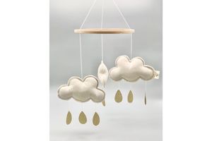 Shiny Cloud Shape Baby Mobile, Gold