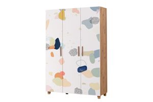 Leva Pied Kledingkast met 3 Deuren, Pijnboom en Wit