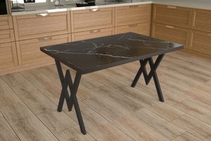 Parla 4-Seat Fixed Dining Table, Black Marble